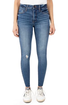 Whetherly Cooper High Waist Raw Hem Skinny Jeans in Medium New York