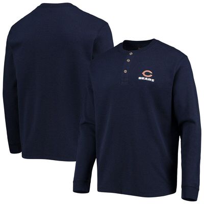 Men's Dunbrooke Navy Chicago Bears Logo Maverick Thermal Henley Long Sleeve T-Shirt