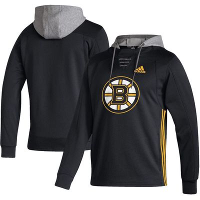 Men's adidas Black Boston Bruins Skate Lace AEROREADY Pullover Hoodie