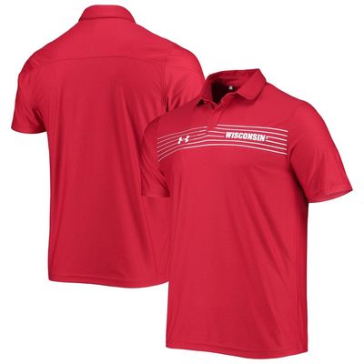 Men's Under Armour Red Wisconsin Badgers Sideline Chest Stripe Performance Polo