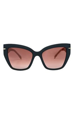 MITA SUSTAINABLE EYEWEAR 56mm Gradient Cat Eye Sunglasses in Matte Black/Matte Blush