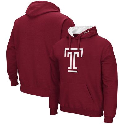 Men's Colosseum Cherry Temple Owls Arch and Logo Pullover Hoodie in Garnet