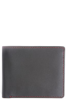 ROYCE New York RFID Leather Trifold Wallet in Black/Red