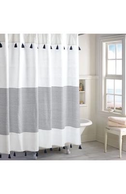 Peri Home Panama Stripe Shower Curtain in Navy