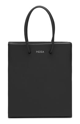Medea Short Calfskin Leather Bag in Black