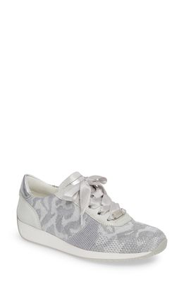 ara Lilly Sneaker in Silver Camouflage Woven Fabric