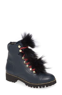 Cecelia New York Trekker Boot with Genuine Shearling Trim in Midnight Leather