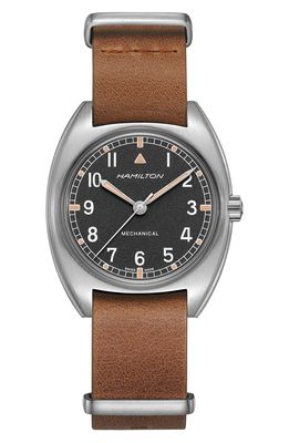 Hamilton Khaki Aviator Pilot Pioneer Leather Strap Watch
