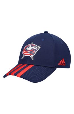 Men's adidas Navy Columbus Blue Jackets Locker Room Three Stripe Adjustable Hat