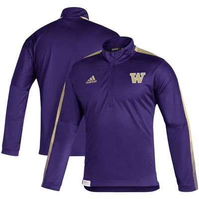 Men's adidas Purple Washington Huskies 2021 Sideline Primeblue Quarter-Zip Jacket