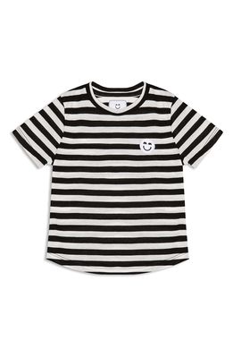 Miles and Milan Kids' Stripe Smile Patch T-Shirt in Black/white Stripe
