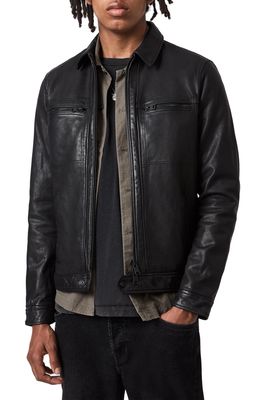 AllSaints Lark Leather Jacket in Black