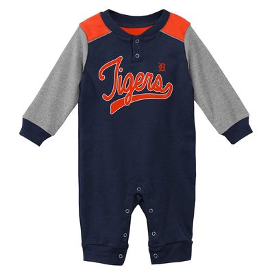 Outerstuff Newborn & Infant Navy/Heathered Gray Detroit Tigers Scrimmage Long Sleeve Jumper
