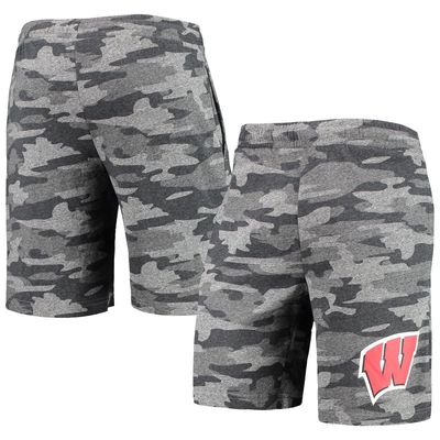Men's Concepts Sport Charcoal/Gray Wisconsin Badgers Camo Backup Terry Jam Lounge Shorts