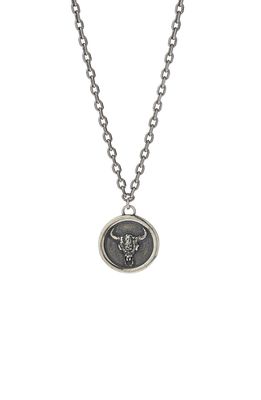 Degs & Sal Men's Bull Skull Coin Necklace in Silver