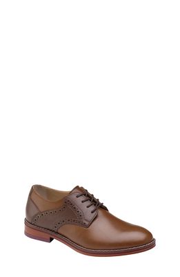 Johnston & Murphy Kids' Conard Saddle Shoe in Tan/Dark Brown Full Grain