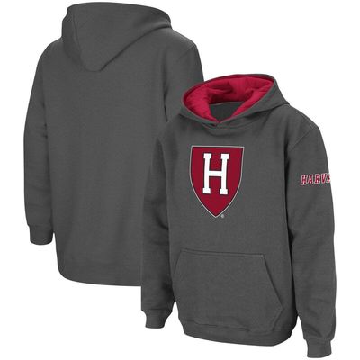 STADIUM ATHLETIC Youth Charcoal Harvard Crimson Big Logo Pullover Hoodie