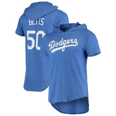 Men's Majestic Threads Mookie Betts Royal Los Angeles Dodgers Softhand Player Hoodie T-Shirt