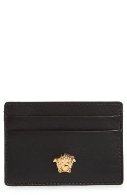 Versace Medusa Leather Card Case in Black-Versace Gold