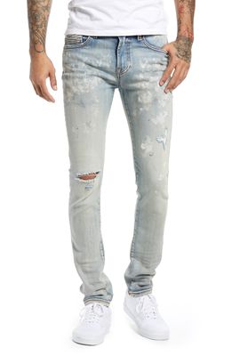 Cult of Individuality Punk Destroyed Paint Splatter Super Skinny Jeans in Trip