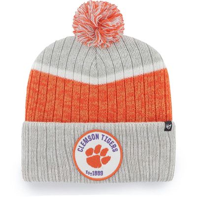 Men's '47 Gray Clemson Tigers Holcomb Cuffed Knit Hat with Pom