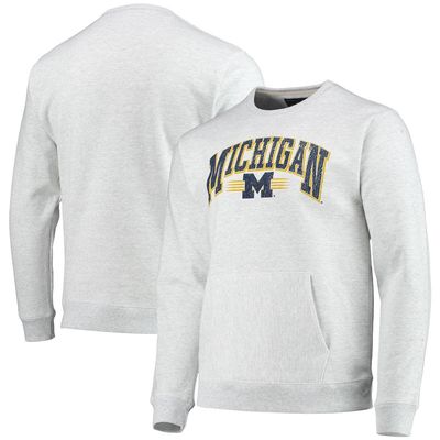 Men's League Collegiate Wear Heathered Gray Michigan Wolverines Upperclassman Pocket Pullover Sweatshirt in Heather Gray