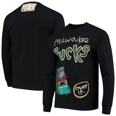 Men's After School Special Black Milwaukee Bucks Wordmark Long Sleeve T-Shirt