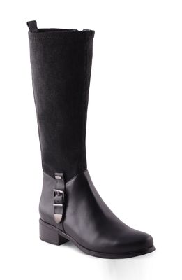 AquaDiva Kelly Water Resistant Knee High Boot in Black Leather