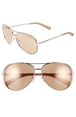 Michael Kors Collection 59mm Aviator Sunglasses in Rose Gold/Gold Flash