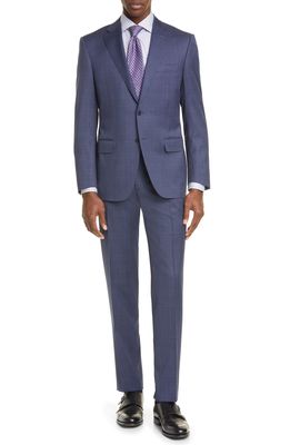 Canali Siena Soft Classic Fit Plaid Wool Suit in Blue