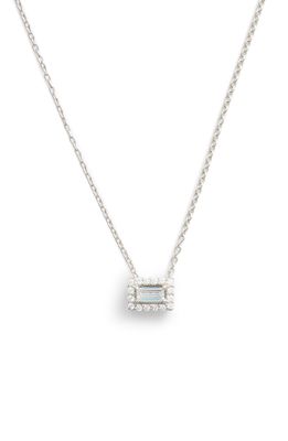 Lafonn Baguette Halo Necklace in Silver/Clear