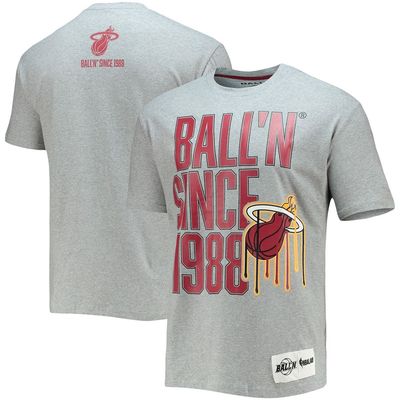 BALL-N Men's BALL'N Heathered Gray Miami Heat Since 1988 T-Shirt in Heather Gray