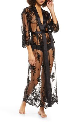 Rya Collection Darling Sheer Lace Robe in Black