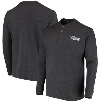 Men's Dunbrooke Charcoal Detroit Lions Logo Maverick Thermal Henley Long Sleeve T-Shirt
