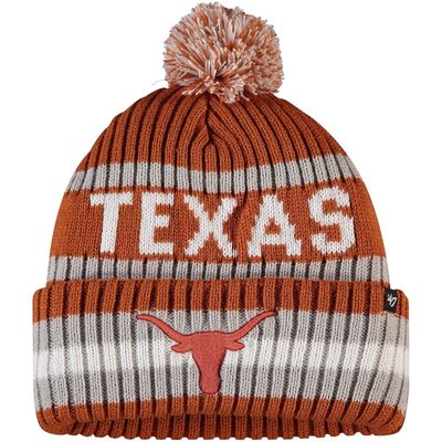 Men's '47 Texas Orange Texas Longhorns Bering Cuffed Knit Hat with Pom in Burnt Orange