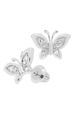 Mignonette Sterling Silver & Diamond Butterfly Stud Earrings