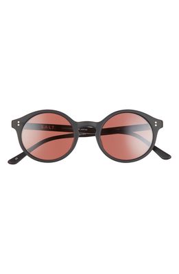 SALT. Lewis 48mm Polarized Round Sunglasses in Matte Black/Crimson Glass