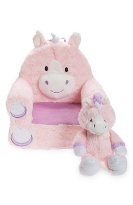 Soft Landing Darling Duos Unicorn Chair & Plush Toy Set in Pink