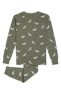 Petit Lem Fox Fitted Two-Piece Organic Cotton Pajamas in 800 Green
