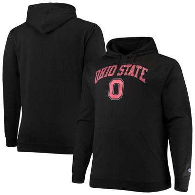 Men's Champion Black Ohio State Buckeyes Big & Tall Arch Over Logo Powerblend Pullover Hoodie