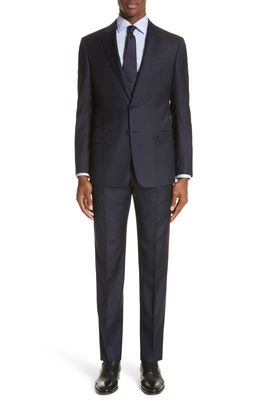 Emporio Armani Trim Fit Solid Wool Suit in Solid Blue Navy
