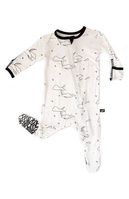 Peregrine Kidswear Print Fitted One-Piece Pajamas in White/Black