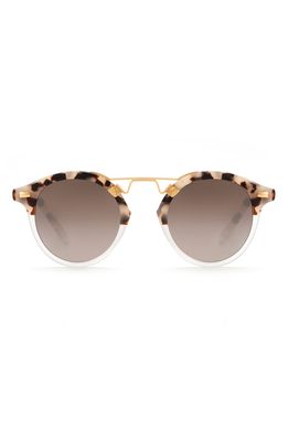 KREWE St. Louis 46mm Round Sunglasses in Matte Oyster To Crystal/Amber