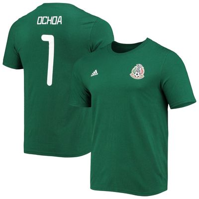 Men's adidas Guillermo Ochoa Green Mexico National Team Amplifier Name & Number T-Shirt