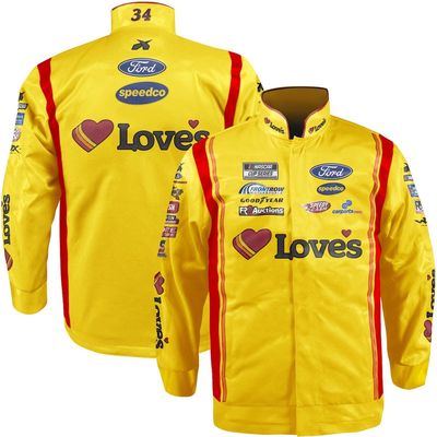 Men's Checkered Flag Yellow Michael McDowell Love's Uniform Full-Snap Jacket