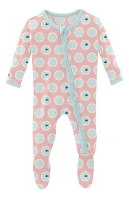 KicKee Pants Muffin Ruffle Fitted One-Piece Pajamas in Baby Rose Porthole