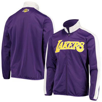 Men's G-III Sports by Carl Banks Purple/White Los Angeles Lakers Zone Blitz Tricot Full-Zip Track Jacket