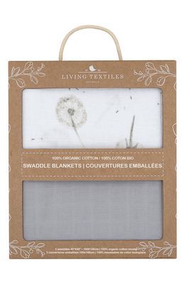 Living Textiles Dandelion 2-Pack Organic Cotton Swaddles in Grey