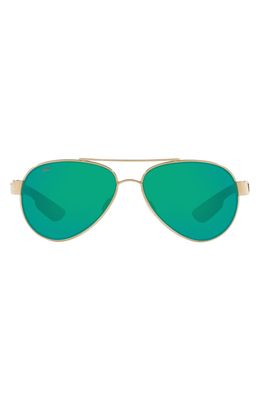 Costa Del Mar Loreto 56mm Mirrored Polarized Pilot Sunglasses in Rose Gold/Green Mirror