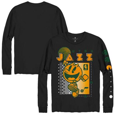 Men's Junk Food Black Utah Jazz Pac Man Fast Break Long Sleeve T-Shirt